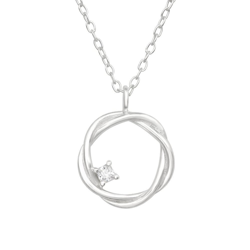 Sterling Silver Simple CZ Twisted Round Necklace​